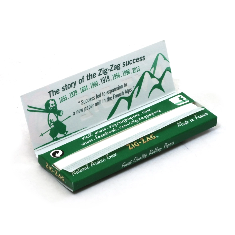 S tk paperi Zig Zag Green Regular Cut Corner Rolling Paper Box 100