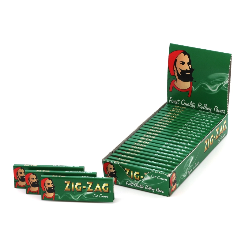 Sigaretipaber - Zig Zag Green Cut Corners x 25