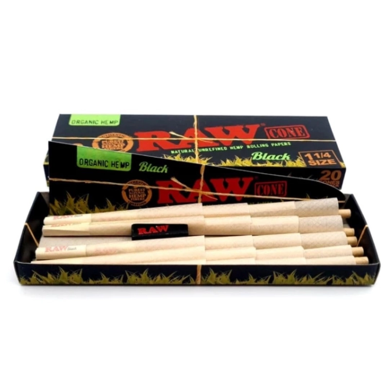 Sigaretipaber - RAW Black Organic Cone size 1 1/4 x 20